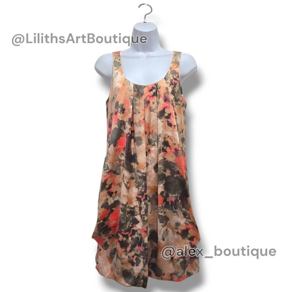 H&M Pleated Floral Watercolor Bubble Drape Stain Dress(C014)-Size 6 for … - Picture 3 of 12